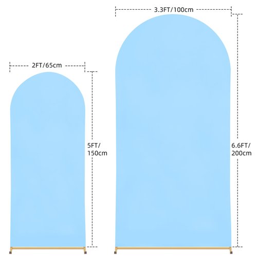 Fuloon Wedding Arch Cover 6.6FT, 5FT, Elastic Party Arch Cover Round Top Backdrop Stand Covers for Wedding Birthday Party Baby Shower Banquet Decoration Blue
