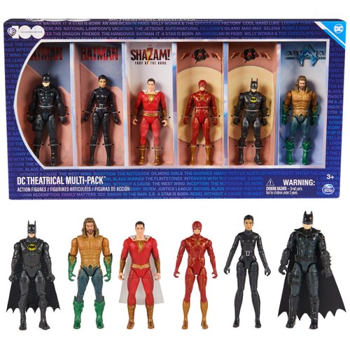 DC Comics Theatrical Multi-Pack, Limited Edition 6 Super Hero Action Figures, WB Anniversary Collectible, Superhero Kids Toys for Boys Ages 3+
