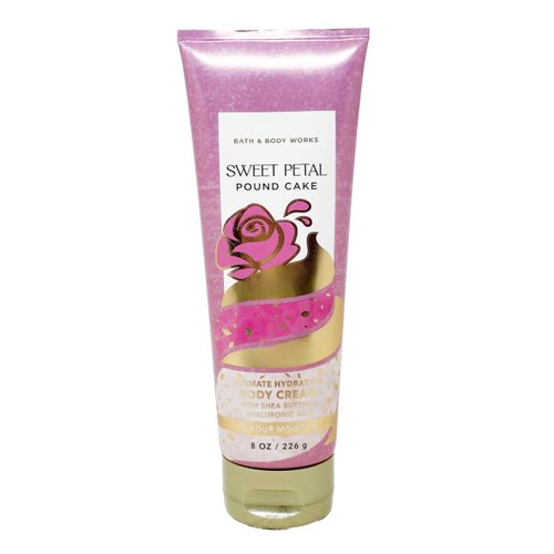 Bath & Body Works Sweet Petal Pound Cake - 2 pack of Body Cream with a Himalayan Salts Springs Bar Soap.