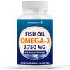 Triple Strength Omega 3 Fish Oil 3750 mg - EPA & DHA - Over 3000mg Omega-3 Fatty Acids - 1350mg EPA + 900mg DHA - Best Essential Fatty Acids, Burpless Fish Oil - 90 Count