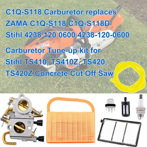 FitBest Carburetor with Air Filter for Stihl TS410 TS420 Concrete Cut-off Saw replaces 4238 120 0600 4238-120-0600 Zama C1Q-S118 C1Q-S118D
