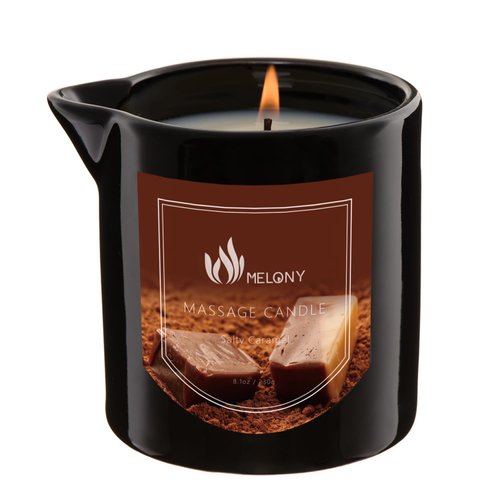 MELONY Massage Oil Candle | Great for Calming, Soothing and to Relax | with Natural Soy Wax | 8.1oz (Salty Caramel)