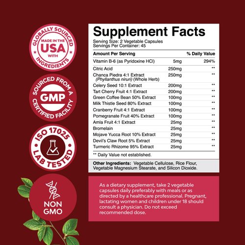 Tart Cherry Capsules for Joint Support and Kidney Cleanse - Daily Uric Acid Detox and Cleanse Supplement for Men and Women