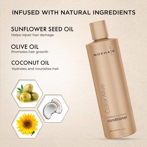MOEHAIR Color Alive Conditioner | Hydrating & Nourishing | Conditioner for Color Treated Hair | Paraben & Sulfate-Free Conditioner | Reduces Scalp Dryness | Softens & Detangles Hair (12 Fl. Oz)