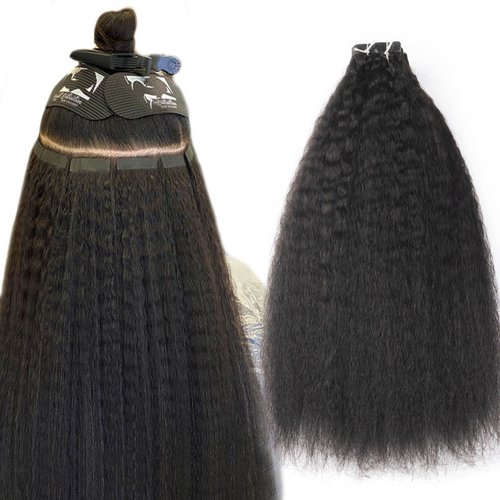 Kinky Straight Tape In Extensions Human Hair for Black Women Niawigs Tape In Hair Extensions 100% Human Hair 40pcs Kinky Straight Tape Ins 100G Natural Black 18 Inches