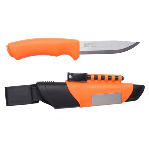 Morakniv Stainless Steel Fixed-Blade Bushcraft Survival Knife with Sheath and Fire Starter, 4.3 Inch,Orange