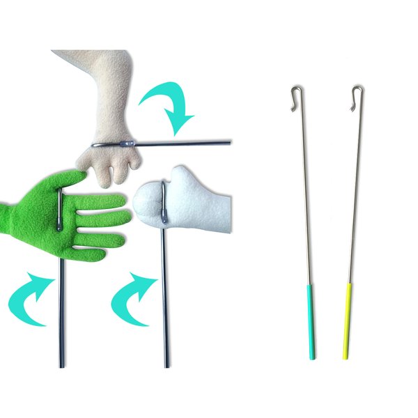 Rodayna 15" Arm Control Rod Stick Accessory for Hand Puppets Ventriloquist Puppet, 2 Pack(Blue&Yellow)