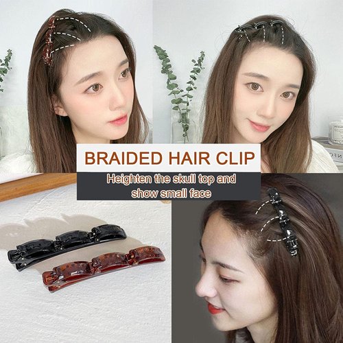 6 Pcs Hair Clip,Double Layers Twist Band French Braider Hair Tool, Hairpin Headband, Hair Accessory for Half-up Styles, Ponytails, Braids, Hair Accessories,Black and Brown