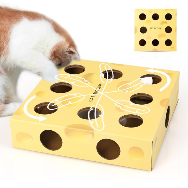 ZALBYUY Cat Puzzle Toy, Interactive Cat Toys for Indoor Cats, Automatic Cat Toy Feather Rotation in 14 Holes Maze, Cat Feather Toy with Intelligent Sensing, New Upgrade Whack A Mole Kitten Game