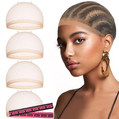 4 Pcs Transparent HD Wig Cap,Transparent HD Wig Caps for Women Wig Cap Stocking Cap Sheer Wig Cap...