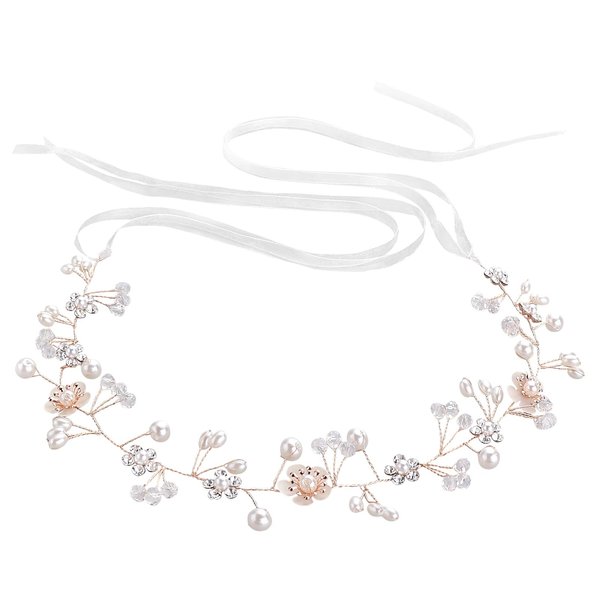 Yolev Flower Girl Headpiece - Bridal Bridesmaid Hair Accessories for Kids: White Flower Headband and Party Headdress
