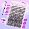 Yinaber Lash Extension Kit DIY 280pcs Individual Lash Clusters Kit 30D Curl 8-16mm Mix Cluster Eyelash Extension Kit with Lash Bond and Seal and Lash Tweezers for Self (30D-0.07D-8-16Mix KIT)