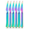 culterman Ultra-Sharp Stainless Steel Cutlery Set,Dinner Knives 6-Piece Stainless Steel kitchen Serrated Best Steak Knife (Rainbow)