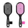 Aussumy Vented Detangling Hair Brush - 2 Pack Detangler Hairbrush for Effortless Tangle Removal - Ultra-Soft Bristles -For Natural Curly Straight Wet Dry Damaged Hair for Women Men Kids - Black & Pink