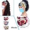 Efdagsad Boho Button Headband Women Wide Mask Hair Band with Button Boho Elastic Sports Headwear Yoga Ear Saver Hair Band Workout Headwrap (E)
