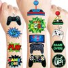 Game Stickers Temporary Tattoos Themed Birthday Party Decorations Favors Supplies Decor Cute Tattoo Sticker 8 Sheets 96 PCS Video Game Gifts for Kids Boys Girls Classroom Rewards Carnival Christmas