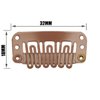 20pcs U Shape Snap Clips for Wigs or Hair Extensions or Hair Weave Weft Metallic Wig Clips With Silicon Rubber DIY Clip ins 3.2cm Width 1.2g/pc Light Brown Color (Light Brown -20pcs)