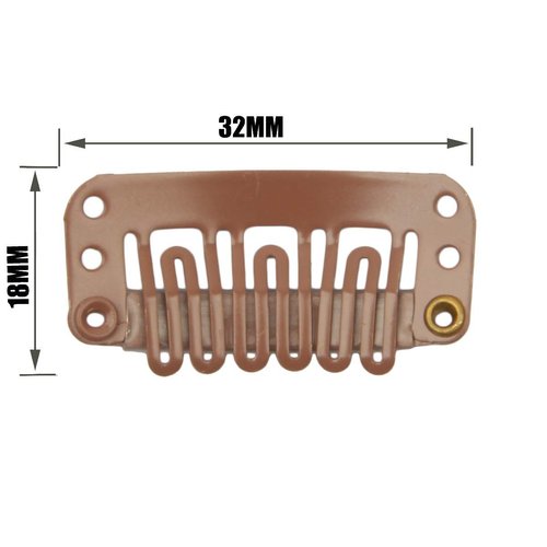 20pcs U Shape Snap Clips for Wigs or Hair Extensions or Hair Weave Weft Metallic Wig Clips With Silicon Rubber DIY Clip ins 3.2cm Width 1.2g/pc Light Brown Color (Light Brown -20pcs)