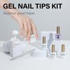 AILLSA Extra Short Coffin Gel Nail Kit 240pcs Full Nail Tips with 2 In 1 Nail Glue Base Top Coat Nail Dehyrator U v Led Lamp, Gel Extension Nail Kit for Beginners Home Salon