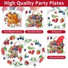 gisgfim 96 Pcs Berry Party Supplies Berry Paper Plates Napkins Strawberry Blueberry Birthday Party Disposable Tableware Set Berry Sweet Party for Girls Kids Baby Shower Decorations Favors Serves 24