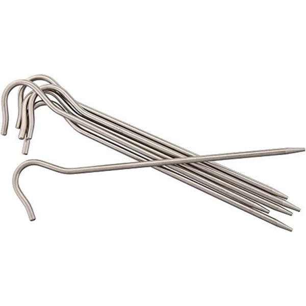 Vargo Titanium Shepherds Hook Stake (6-Pack) | Lightweight Tent Stakes | 0.3 Ounces (8 Grams) Each | 6.5” L x 0.14” D (165 x 3.5mm) | Model T-111