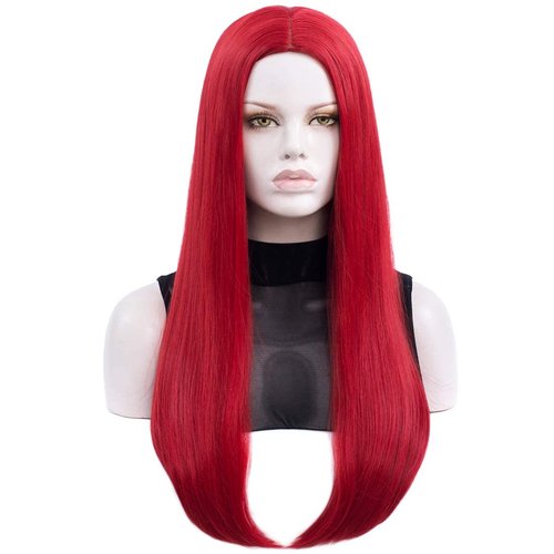 Coraline Long red Wig Long Red for Women Straight Hair Natural Fashion Cute Synthetic Cosplay Halloween Costume Party Wig 27 Inch