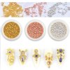 3D Nail Caviar Beads for Nail Art Metal Mini Nail Ball Beads Gold Silver Rose Gold Nail Studs DIY Decorations Accessories Multi-Size