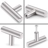 Probrico (25 Pack Euro Style T Bar Single Hole Brushed Nickel Cabinet Knobs, Stainless Steel Kitchen Cabinet Pulls Dresser Knobs, 2 Inch Total Length