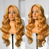 MITIMES #27 Honey Blonde Lace Front Wig Glueless Body Wave Lace Front Wigs Pre Plucked Synthetic Wear And Go Glueless HD Lace Front Wig With Natural Hairline