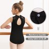 MOLLDAN Girls Dance Leotard Lace Neck Dance Wear Top,Back Bow/Water Drop-Shaped(QT6030-06-L)