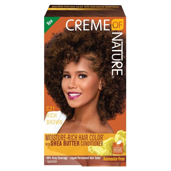 Creme of Nature Moisture Rich Hair Color Kit, C21 Rich Brown, 1 Application