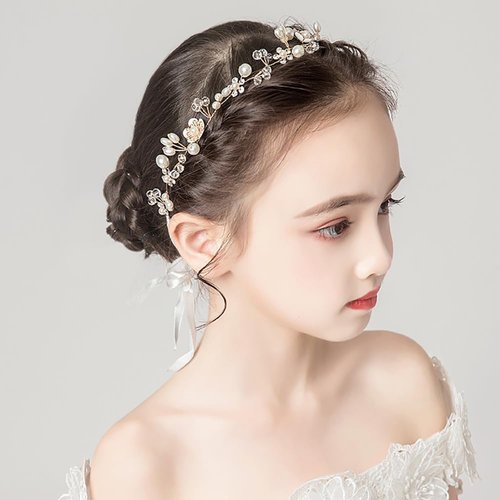 AIUPUOC Flower Girl Headpiece Wedding Hair accessory Exquisite White Flower Girl Headband Flower ...
