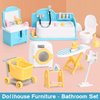 Dollhouse Furniture Set for Kids Toys Miniature Doll House Accessories Pretend Play Toys for Boys Girls & Toddlers Age 3+ with Bathroom