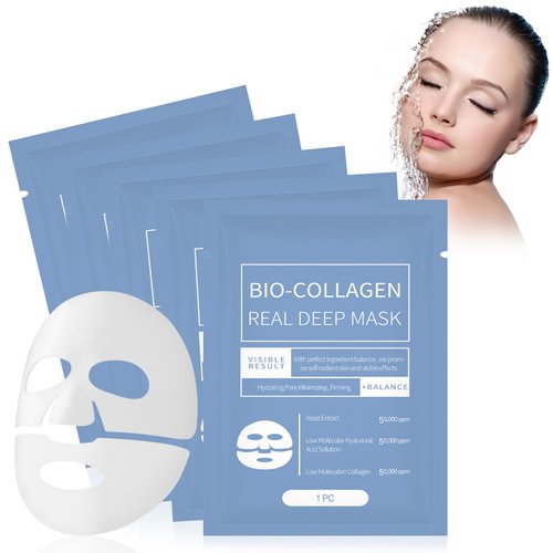 Sungboon Collagen Mask, Biodance Collagen Face Mask, Bio Collagen Face Mask Overnight, Deep Collagen Anti Wrinkle Lifting Mask, Collagen Mask for Face, For Lifting, Firming, And Moisturizing (5PC)