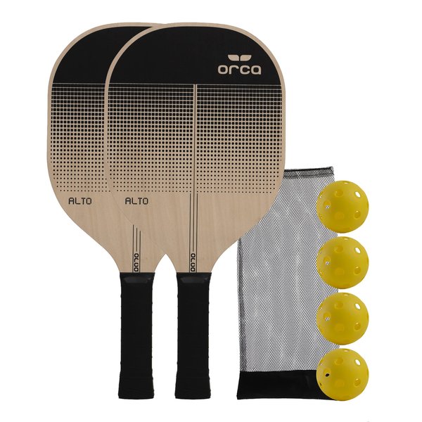 Orca Paddle Co. Alto Pickleball Paddles, Set of 2, with 4 Pickleballs, Mesh Bag Racket for Beginners, Intermediate, Advanced Players - Premium Pickle-Ball Accessories and Equipment