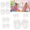 7PCS Girls Hair Ties Grosgrain Ribbon Bows ​Elastic Hair Ties Ponytail Holders for Toddlers Kids Children Teen (White)