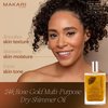 Makari 24K Rose Gold Multi-Purpose Dry Shimmer Oil (3.38 fl oz) | Body Shimmer Oil for Face, Hair and Body | Shimmer Body Oil with Real Gold Flakes | Luxurious Dry Body Oil and Shimmering Body Oil