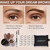 Eyebrow Stamp Stencil Kit for Beginner - Simpout Eye Brow Stamping Kit, Eyebrow Stamp Trio Kit, 29 Brow Stencils, Brow Eyebrow Kit with Sponge Applicator, Waterproof Eyebrow Kit (E02 Soft Brown)