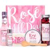 Spa Set for Women, Rose Bath Spa Gift Set, 6Pcs Spa Kit, Birthday Gifts, Gift Box for Women with Essential Rose Oil, Bath Salt, Soap, Natural Petals, Christmas Gift