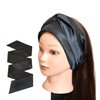 YANTAISIYU 2 Pcs Satin Edge Laying Scarf Hair Wrap Wigs Grip Band Wrapping Head Fashion Headband for Laying Lace Frontal Wigs Non Slip Hair Wrap Headband for Yoga, Makeup, Facial, Sport (Black)