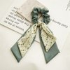 4PCS Bow Hair Scarf Scrunchies Floral Hair Scarf Ties Satin Hair Ribbon Scrunchy Ponytail Holder for Women and Girls