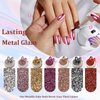 Coconut Pink Chrome Square Press on Nails Short Medium,SXVME Metallic Fake Nails Acrylic Nails Press ons,Mirror Metal Chrome Nails Glue on Nails Medium,Short Coffin Nails False Nails in 24 PCS