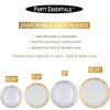 Party Essentials 70-Count Hard Plastic 6.25" Divine Dinnerware Disposable China Bread and Butter/Appetizer Plates, White with Silver Lace Rim