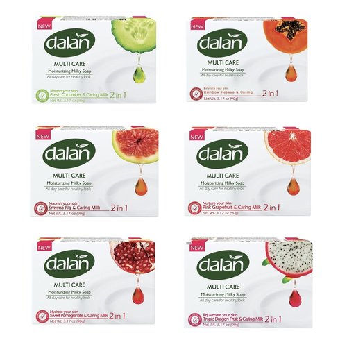 Dalan Multi Care Moisturizing Soap 2 in 1 (Pink Grapefruit & Caring Milk, 3 Pack)