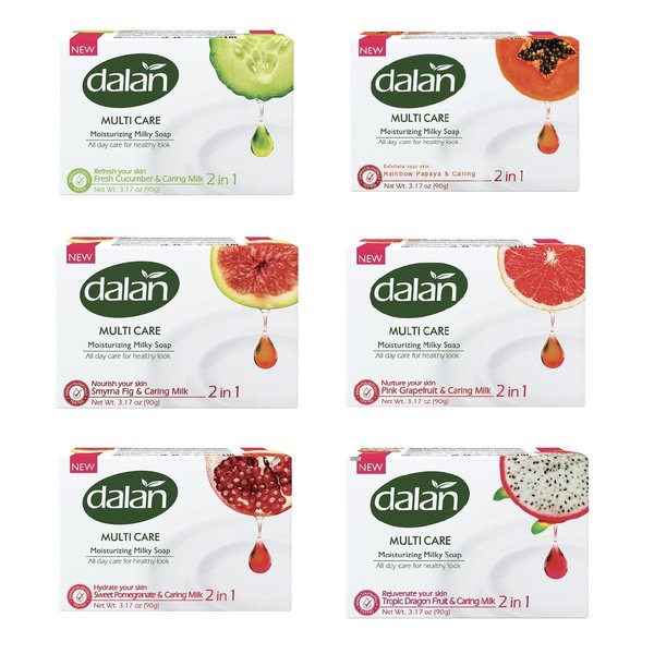 Dalan Multi Care Moisturizing Soap 2 in 1 (Pink Grapefruit & Caring Milk, 3 Pack)