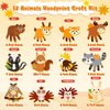 WATINC 12Pcs Woodland Animal Handprint Art Craft, Rabbit Hedgehog Owl Easy DIY Kit, Forest Animals Themed Arts Supplies Preschool Classroom Hand Print Christmas Activity Party Favors