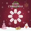 Christmas Press on Nails Short Square Fake Nails Full Cover Snowflake French Tip Glitter Design False Nails Xmas Cute Stick on Nails Winter Acrylic Artificial on Nails for DIY Nail Decoration 24Pcs