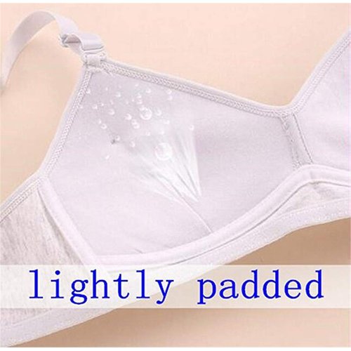 MANJIAMEI Women Teen Girls Thin Cotton Breathable Sports Bra Wire Free Push up Running A-Cup Bra Solid 3 Pack 32