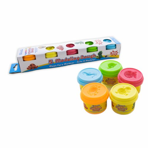 BAZIC Modeling Dough 1 Oz, 5 Fluorescent Colors, Non Toxic Soft DIY Modeling Clay with Mold Caps for Art and Crafts, Sculpting, Kids Children, 1-Pack