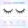 MLEN DIARY False Eyelashes Wispy Long Extension Eyelashes Natural Look Cat Eye 3D Mink Reusable Fake Eyelashes, 5 Pairs Pack